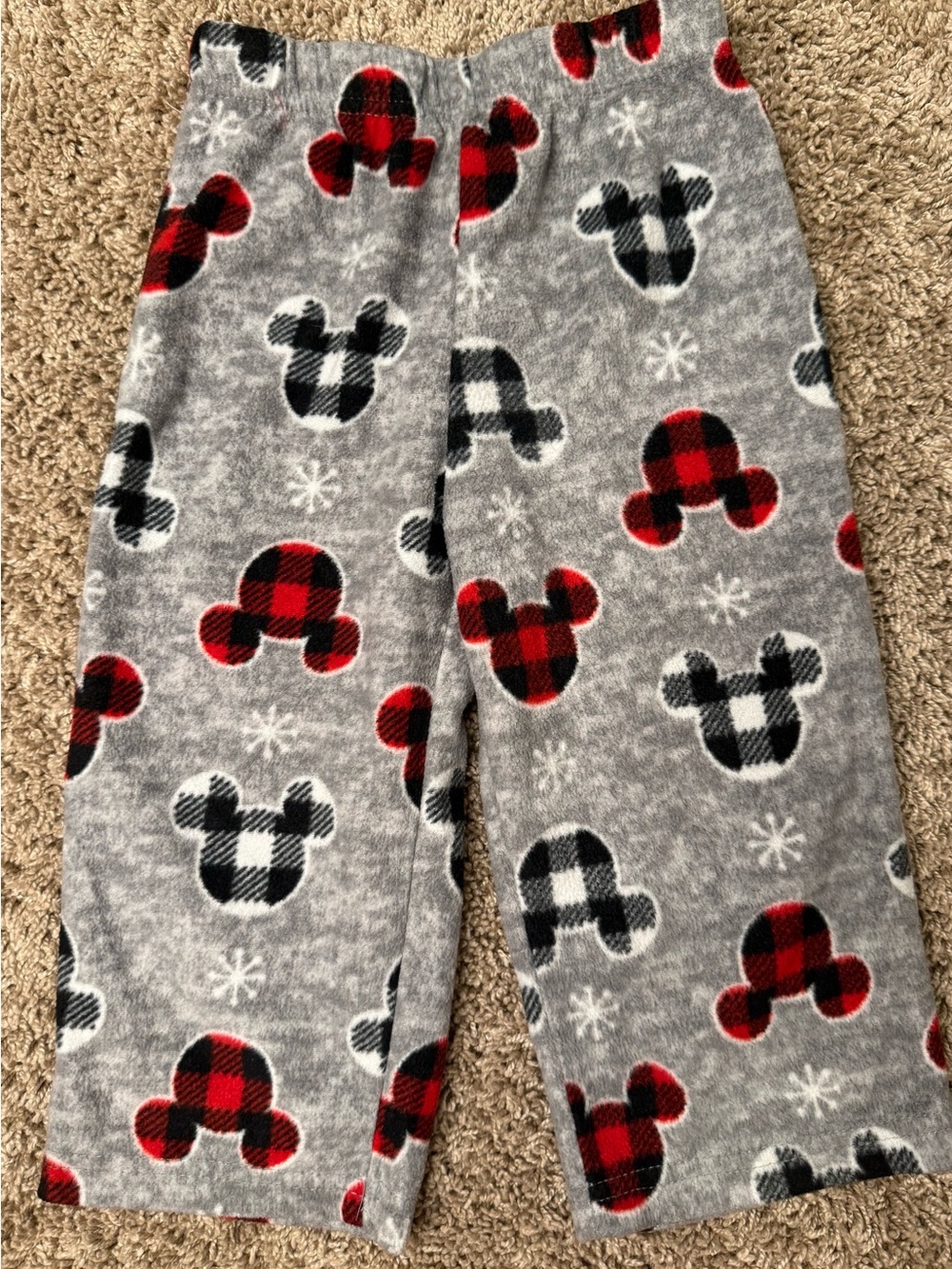 Disney Mickey Mouse Buffalo Plaid Fleece Pajama Pants | 2T